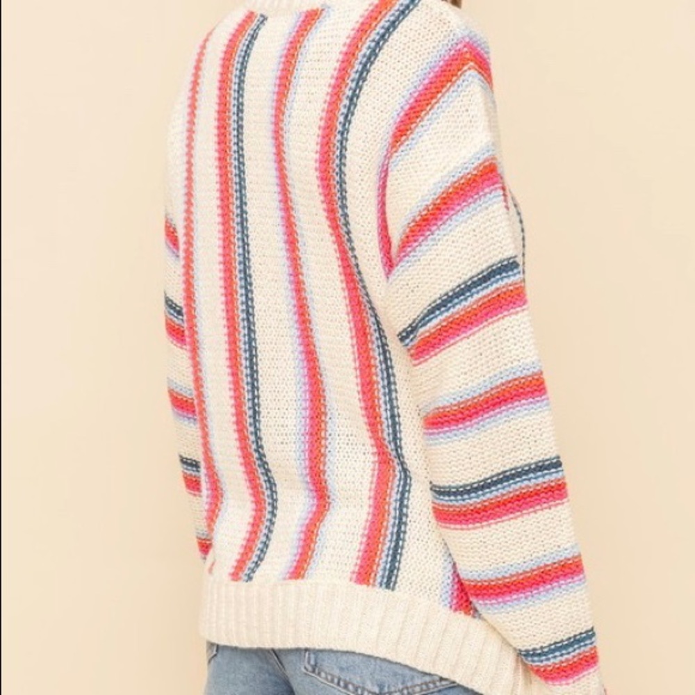 NWOT round neck pullover striped sweater - Picture 3 of 5